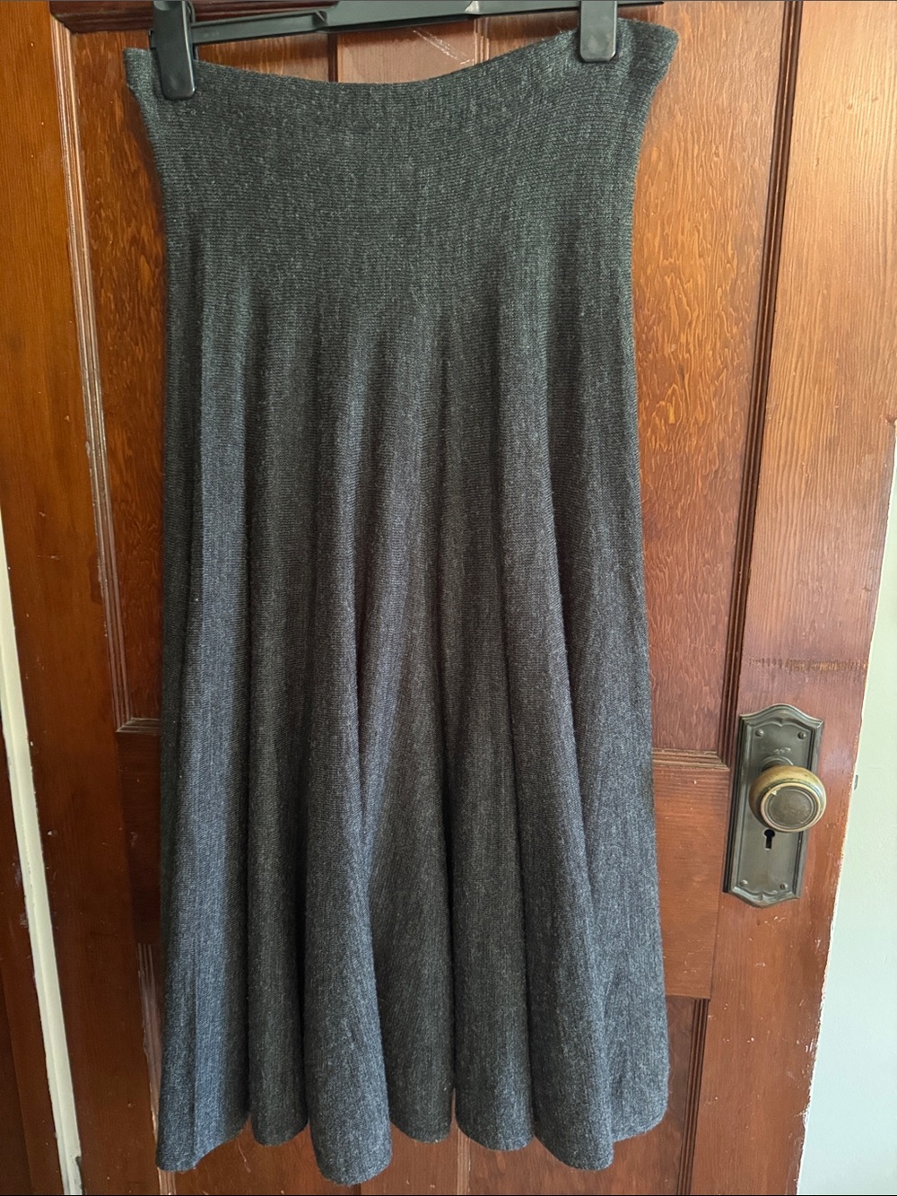 Women's Gray Knit Midi Skirt